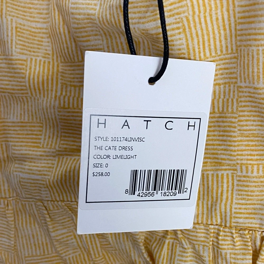 NWT Hatch Light Yellow / White Patterned Maxi Dress with spaghetti ties - Picture 3 of 6